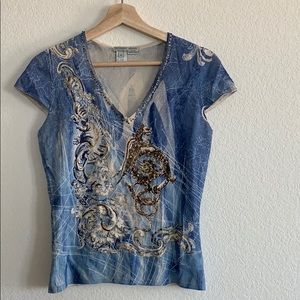 Alberto Makali | short sleeve top with beading